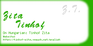 zita tinhof business card